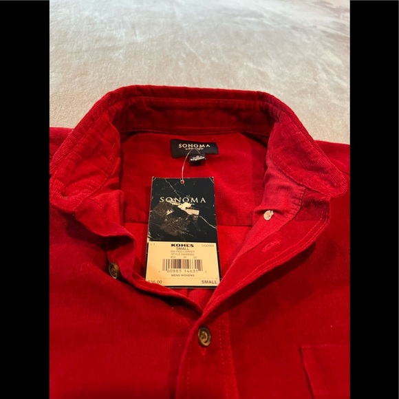 Sonoma Red Corduroy Button-Down Shirt Size Small - Picture 5 of 8